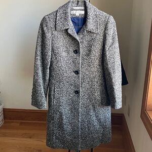 Larry Levine Textured Black and White Wool Blend Coat